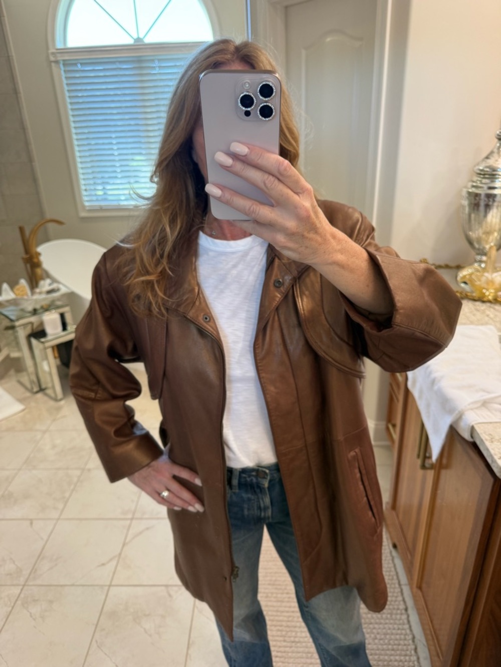 Vintage Miropa Brown Leather Trench Jacket Belted Size M